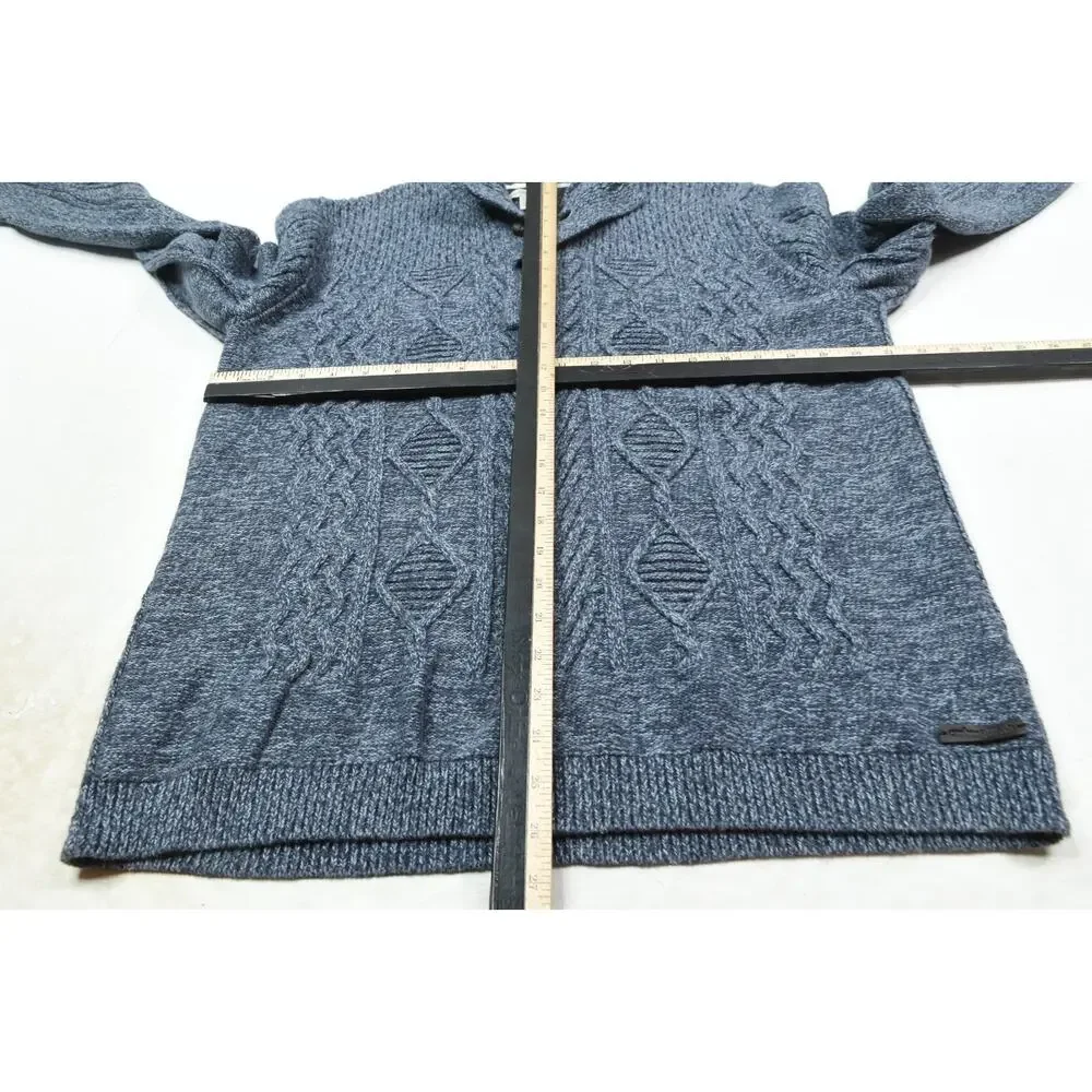 Carbon 2 Cobalt Cableknit Sweater Mens Large Blue Cotton Long Sleeve Pullover